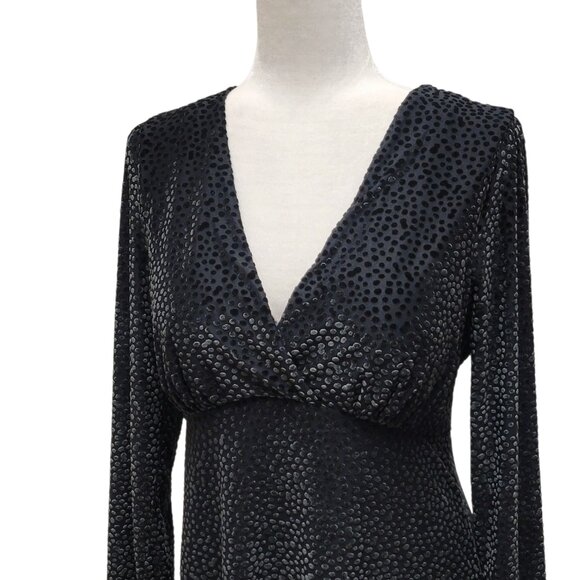 a new day Velvet Burnout Swiss Polka Dot Whimsigoth Fit and Flare Dress - Picture 3 of 9